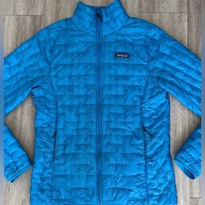 Patagonia Micro Puff Jacket Womens Large Blue Lightweight Puffer Coat Great Cond